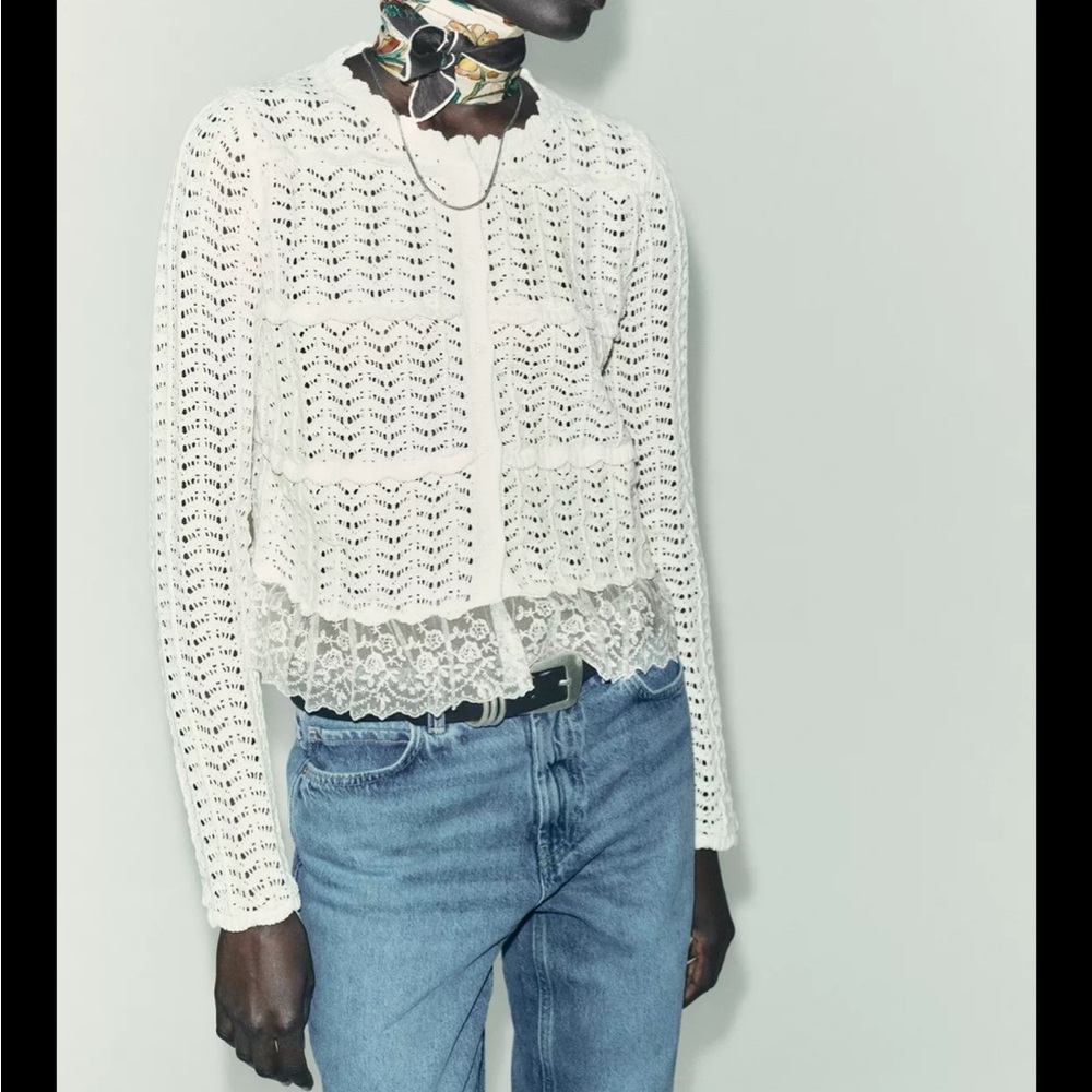 Zara White Lace Cardigan